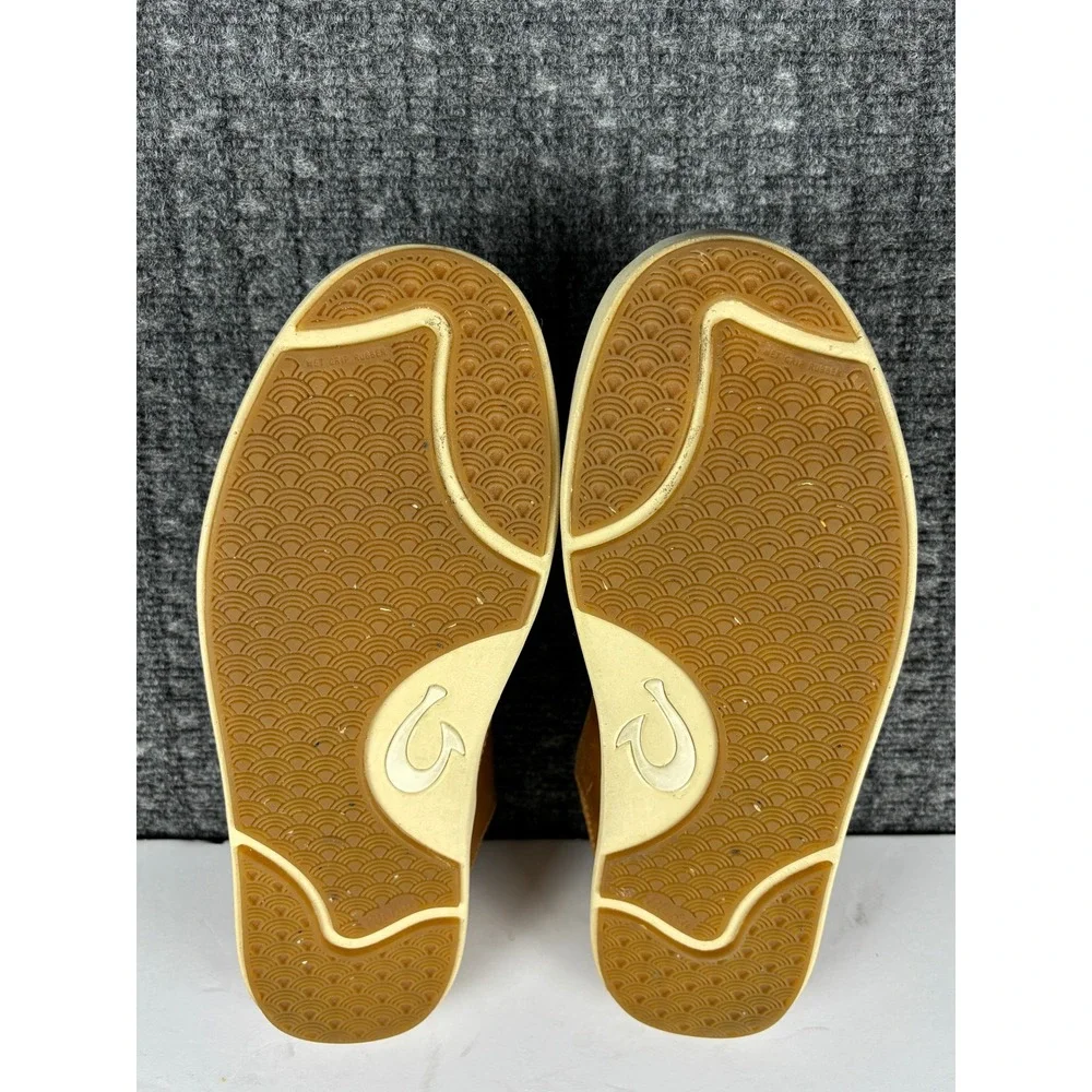 OluKai Lae'ahi Lauhala Woven Leather Slip On Shoes Size 9.5 Fox Tan